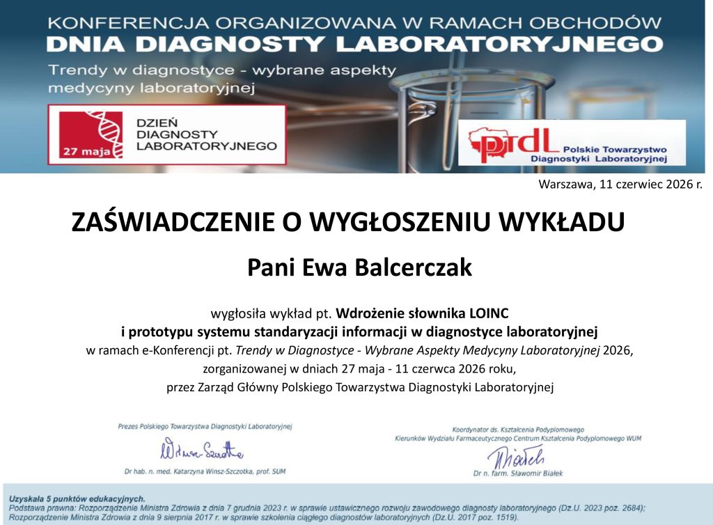 wykład - zaświadczenie